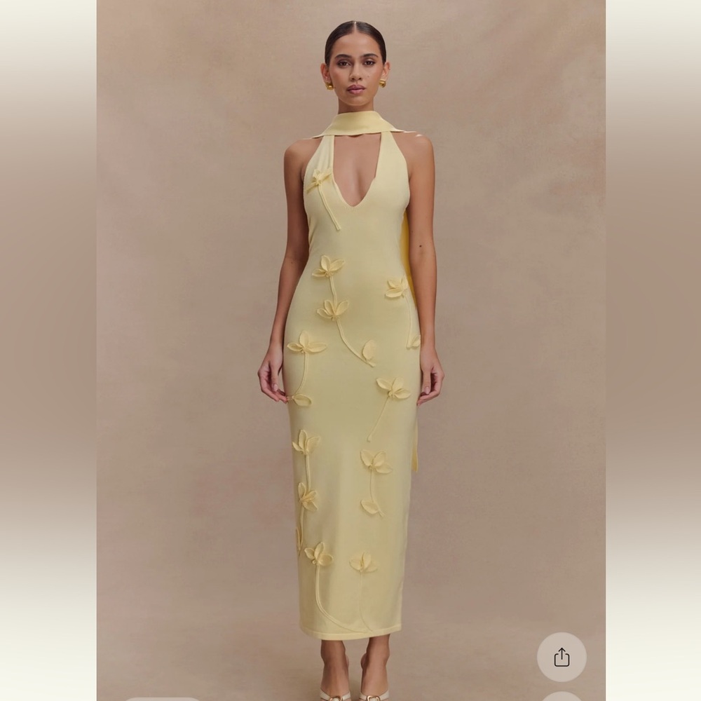 Meshki Yellow Floral Midi Dress